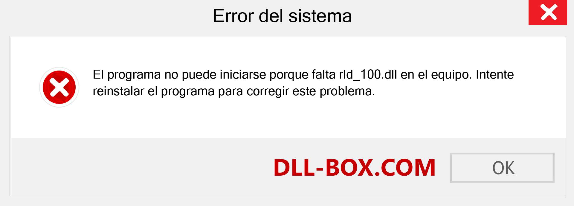 ¿Falta el archivo rld_100.dll ?. Descargar para Windows 7, 8, 10 - Corregir rld_100 dll Missing Error en Windows, fotos, imágenes